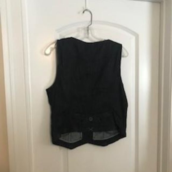 NWOT Ann Taylor Loft Dark Blue Denim V-neck Button Front Vest Size 6 - Picture 4 of 11